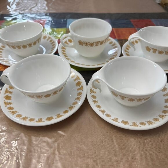 Corelle by Corningware Other - Vintage Set of 5 Corelle Butterfly Gold Coffee/Tea Cups and Saucers VG Cond